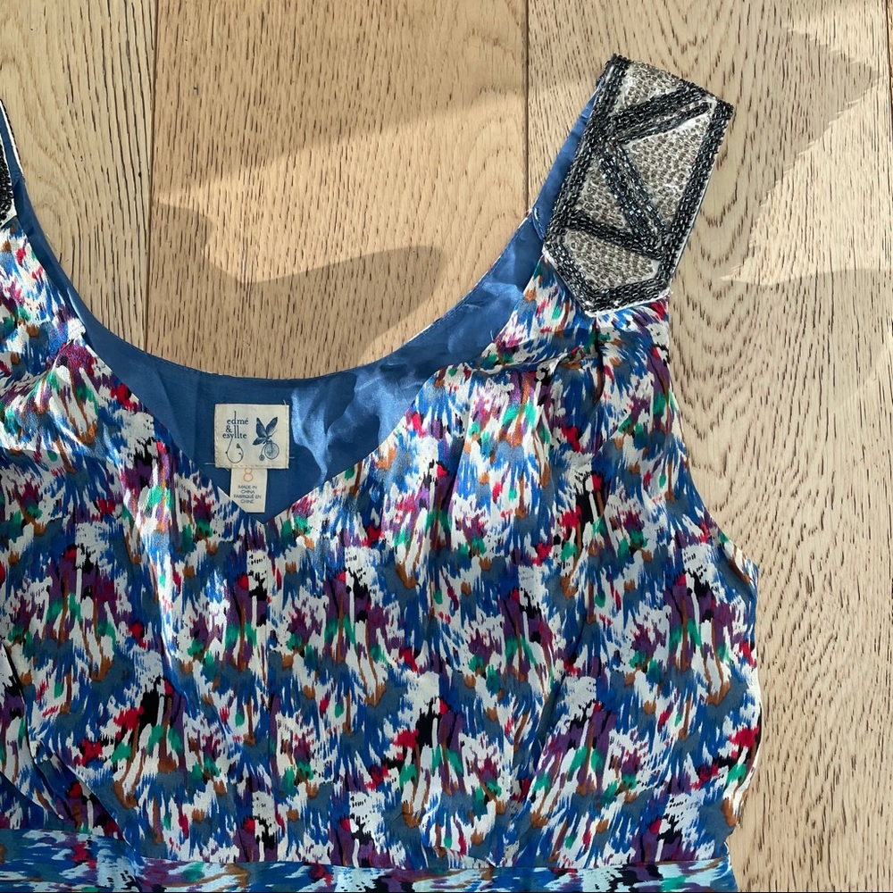 Anthropologie Silk Peplum Beaded Top 8 M $78 Boho